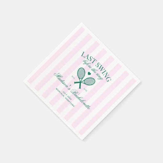 結婚式前の最後のスイング レトロテニス バック スタンダードカクテルナプキン (角)