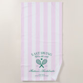 結婚式前の最後のスイング レトロテニス バッハ ビーチタオル (正面)