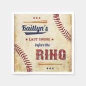 結婚式前の最後のスイング！野球のブライズシャワー スタンダードカクテルナプキン (正面)