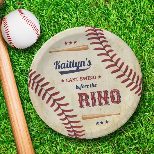 結婚式前の最後のスイング！ 野球のブライズシャワー ペーパープレート