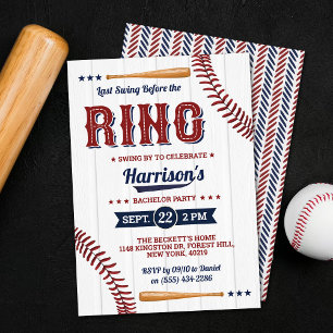 結婚式前の最後のスイング 野球の独身パーティー 招待状