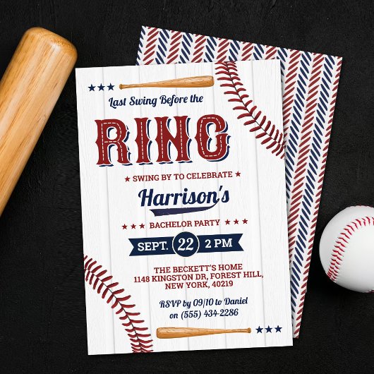 結婚式前の最後のスイング 野球の独身パーティー 招待状