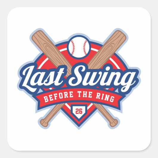 結婚式前の最後のスイング 野球の独身パーティ スクエアシール (正面)