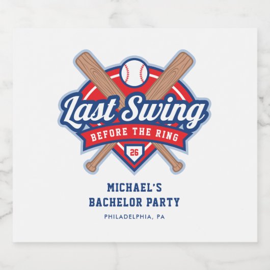 結婚式前の最後のスイング 野球独身パーティー ビールラベル (シングルラベル)