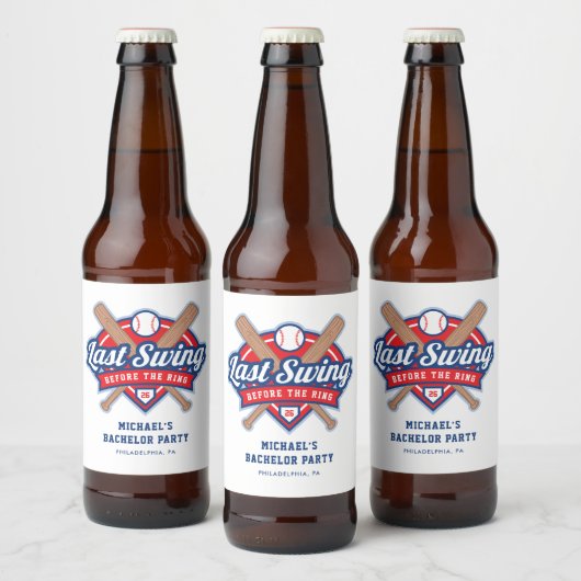 結婚式前の最後のスイング 野球独身パーティ ビールラベル (ボトル)