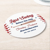 結婚式前の最後のスイング 野球 花嫁の独身最後の夜 ラウンドペーパーコースター (アングル)