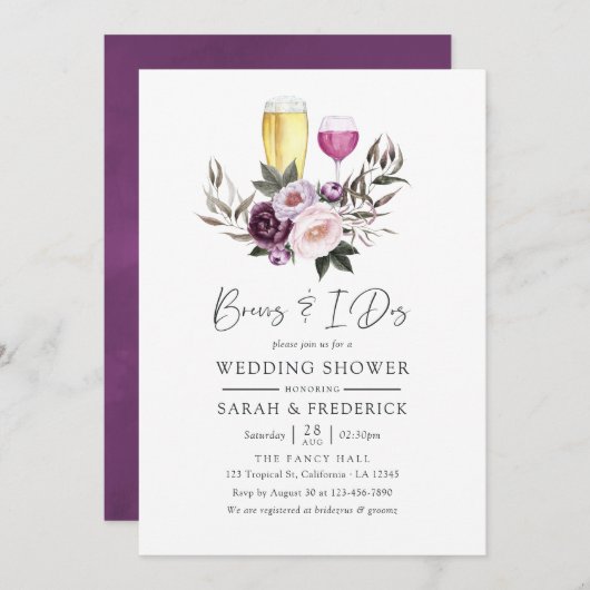 結婚式前の濃厚な花のドリンクタイム 招待状 (正面/裏面)