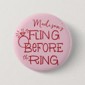 結婚式前の赤とピンクの落書きスケッチパーティー 缶バッジ (正面)