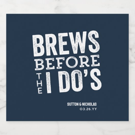 結婚式前の「乾杯」ネイビーパーソナライズド, ビールラベル (シングルラベル)