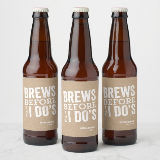結婚式前の「Brews Before I Do's」クラフトパーソナライズドウェディング ビールラベル (ボトル)