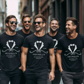 結婚式前パーティーのタキシードスーツと蝶ネクタイの黒 Tシャツ