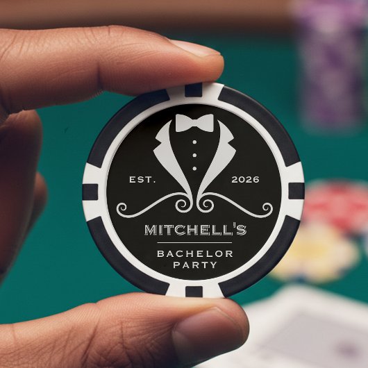 結婚式前パーティーのタキシード スーツ ボウタイ ブラック ウェディング ポーカーチップ
