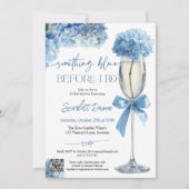 結婚式前夜のパーティー Floral Something Blue Before I Do 招待状 (正面)