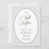 結婚式前夜の前夜祭用ストライプグリーン招待状 招待状 (正面)