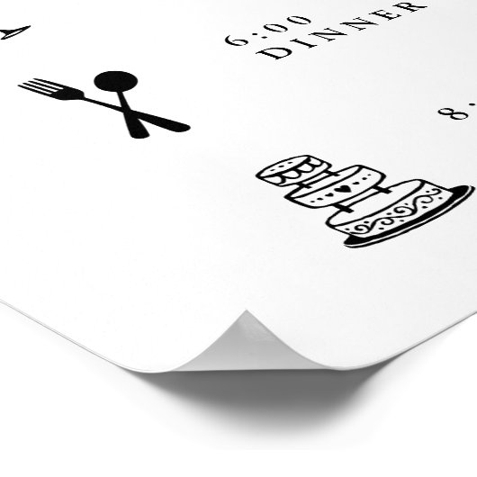 結婚式図解入りの、写真付きのの日程表 ポスター (角)