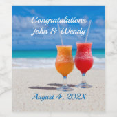 結婚式場で飲むビーチ2組 ワインラベル (シングルラベル)