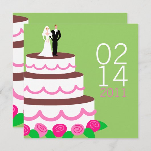 結婚式場のご案内 {ウェディングケーキ} 招待状 (正面/裏面)