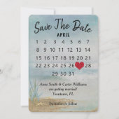 結婚式場のご案内 カレンダー ビーチ タツノオトシゴ 招待状 (正面)