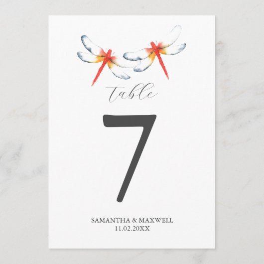 結婚式場のプリントテーブルナンバー 招待状 (裏面)