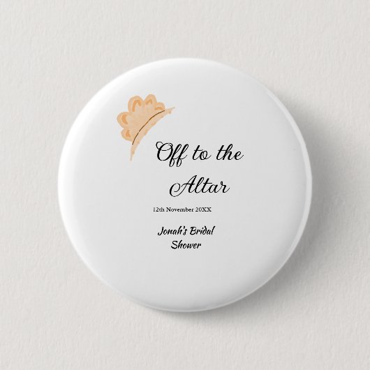 結婚式場へ オレンジの帽子 ハット ブライダルシャワーの名前 缶バッジ (正面)