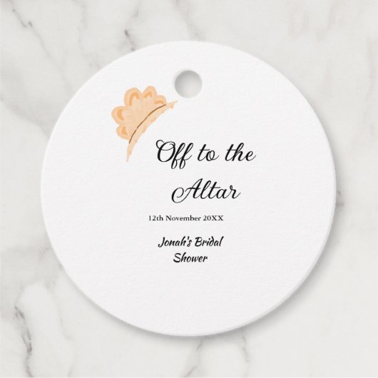 結婚式場へ オレンジの帽子 ハット ブライダルシャワー ネーム フェイバータグ (正面)