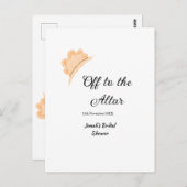 結婚式場へ オレンジの帽子 ハット ブライダルシャワー ネーム ポストカード (正面/裏面)