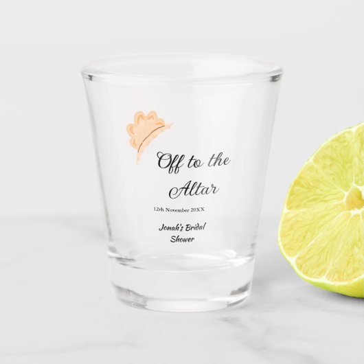 結婚式場へ オレンジの帽子 ハット ブライダルシャワー 名前 ショットグラス (正面)