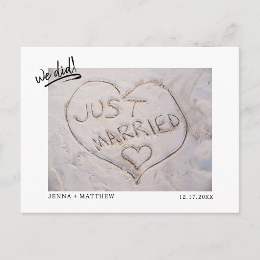 結婚式場を飛び出して結婚したお知らせ写真 案内ポストカード (正面)