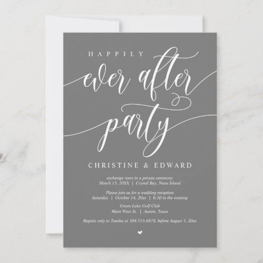 結婚式場を飛び出して結婚式を挙げる, ハッピーエバーアフターパーティー, グレー 招待状 (正面)