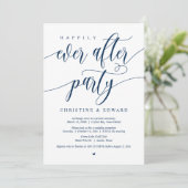 結婚式場を飛び出して結婚式を挙げる、ハッピーエバーアフターパーティー、ネイビーブルーの招待状 招待状 (スタンド正面)