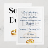 結婚式場面のリングを保存 招待状 (正面/裏面)