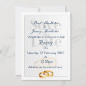 結婚式場面のリングを保存 招待状 (正面)