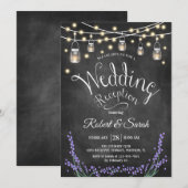 結婚式場 - 黒板 ラベンダー & ライト 招待状 (正面/裏面)