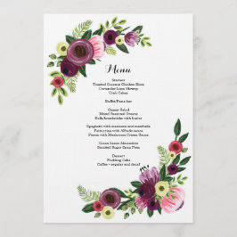 結婚式夕食メニューカード花のバーガンディの赤面 メニュー