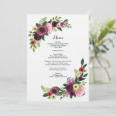 結婚式夕食メニューカード花のバーガンディの赤面 メニュー (スタンド正面)