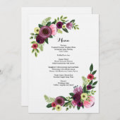 結婚式夕食メニューカード花のバーガンディの赤面 メニュー (正面/裏面)