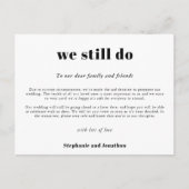 結婚式延期のお知らせ コロナ対策 白黒スクリプト 案内ポストカード (正面)