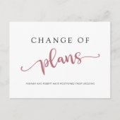 結婚式延期のお知らせ プラン変更 ローズ ブラック 案内ポストカード (正面)