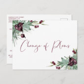 結婚式延期のお知らせ　予定変更　ホリーの実 案内ポストカード (正面/裏面)