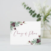 結婚式延期のお知らせ　予定変更　ホリーの実 案内ポストカード (スタンド正面)