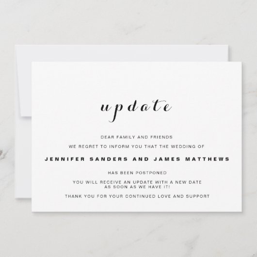 結婚式延期のお知らせ 招待状 (正面)