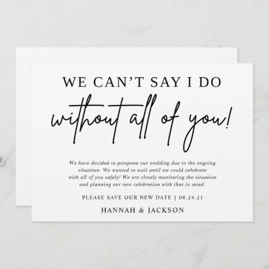 結婚式延期のお知らせ 新しい日程を保存 (正面/裏面)