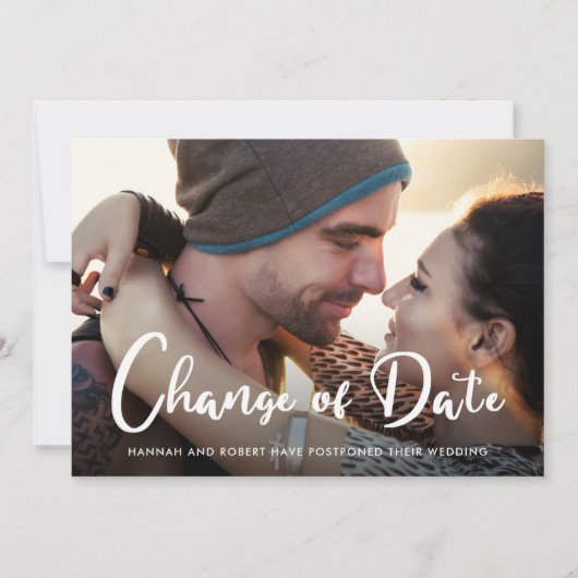 結婚式延期のお知らせ 日程変更 フォト 案内状 (正面)