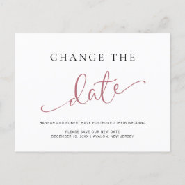 結婚式延期のお知らせ 日程変更 ローズ ブラック 案内ポストカード