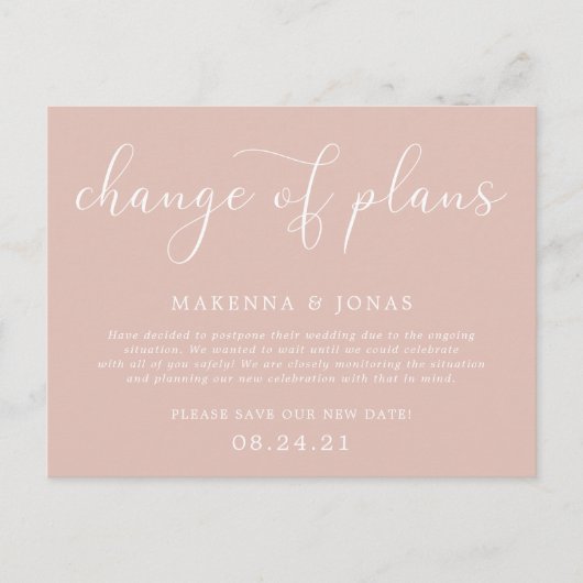 結婚式延期のお知らせ 案内ポストカード (正面)