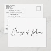 結婚式延期のお知らせ 白黒 案内ポストカード (正面/裏面)