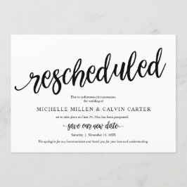 結婚式延期のお知らせ, 黒, 発表カード 招待状