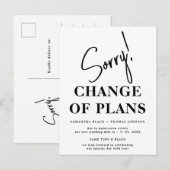 結婚式延期のお詫びと新日程のご案内 はがき 案内ポストカード (正面/裏面)