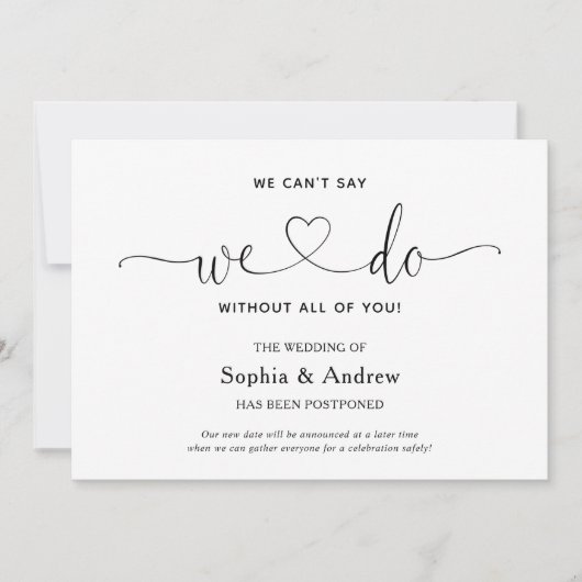 結婚式延期のお詫びは言えない 招待状 (正面)