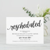 結婚式延期、ブラック、発表カード 招待状 (スタンド正面)